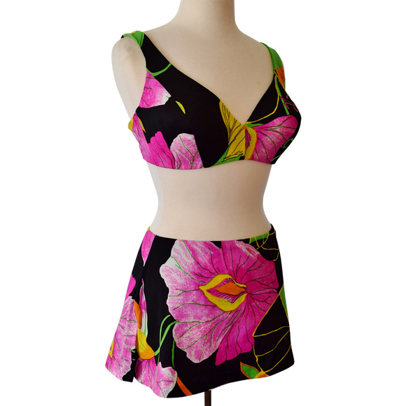 Vtg 60s DeWeese 2 pc Bullet Bra/Skirted Swim Set - Picture 1 of 8